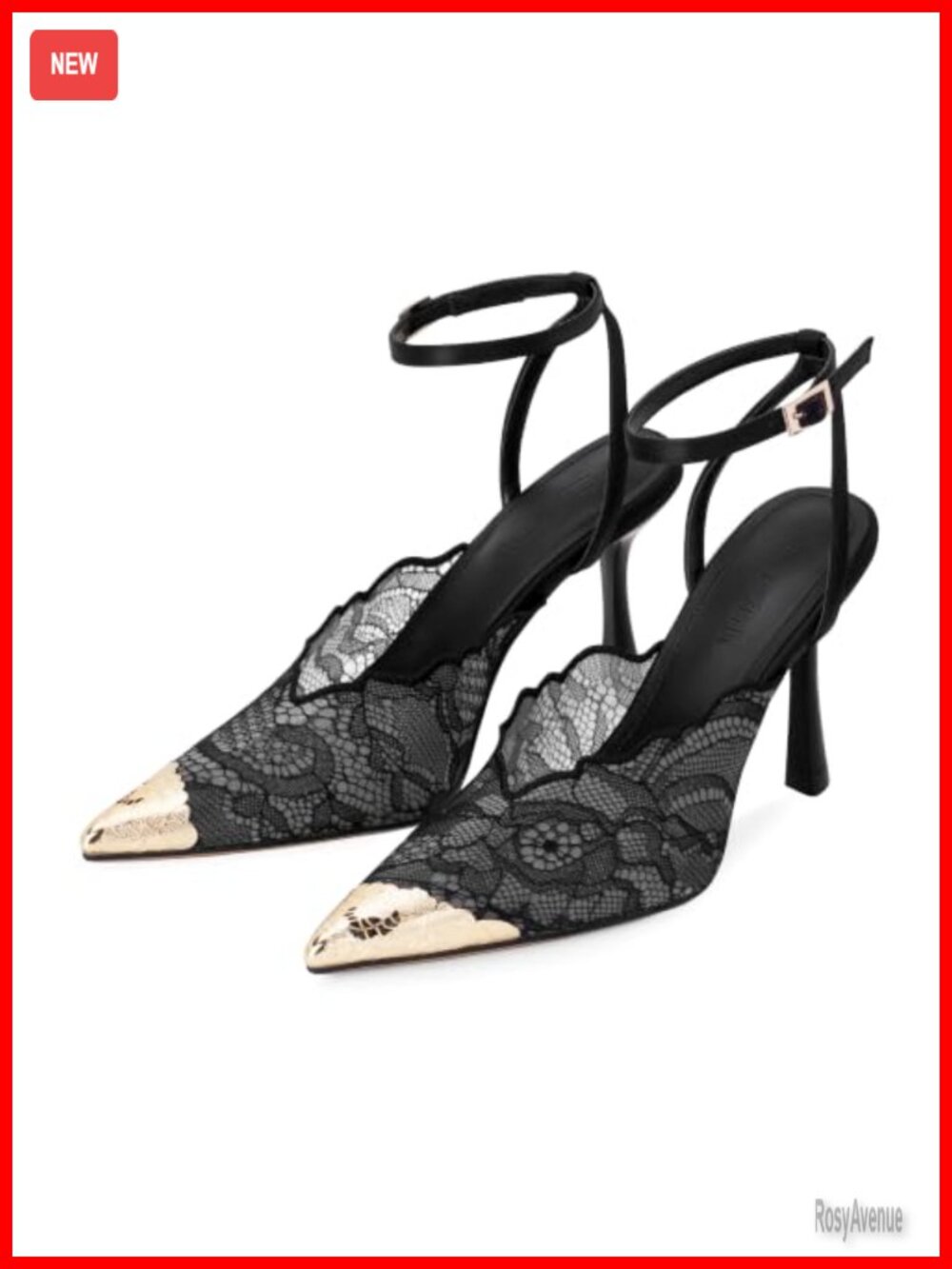 Women's Lace Mesh Strappy Heels 3.5" Stiletto Ankle Strap Wedding Pumps